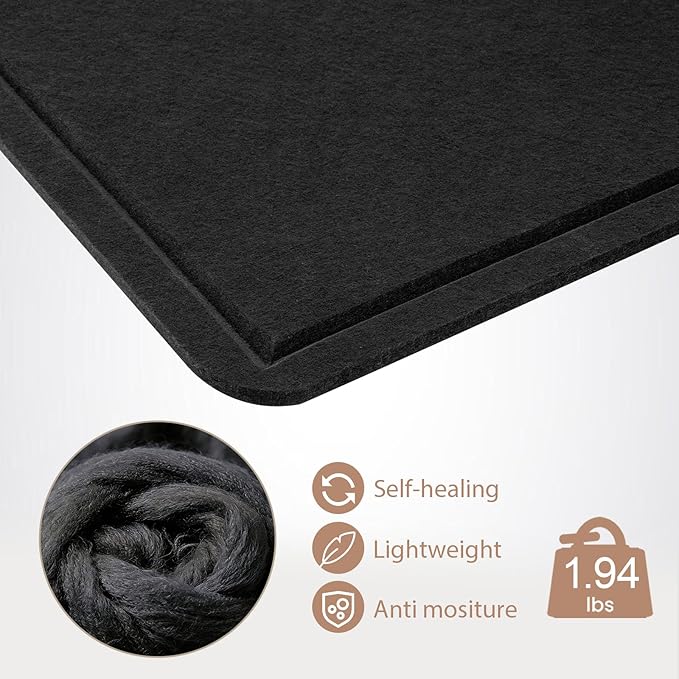 Vision Board 36x24, Thicken Felt Pin Board for Bedroom Dorm or Personal Creative Space with 20 Pushpins and 20 Postcards, Black