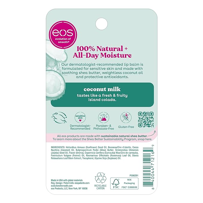 eos 100% Natural Lip Balm- Coconut Milk, eos lip balm, All-Day Moisture - Image 7