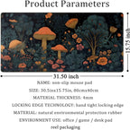 Mushroom Retro Mouse pad Desk Mat Dark Vintage Floral Forest Pad XXL, Aesthetic Botanical Desk Pad Office Desk Decor Accessories Mousepads for Laptop Computer Keyboard Mat 31.5x15.8 in