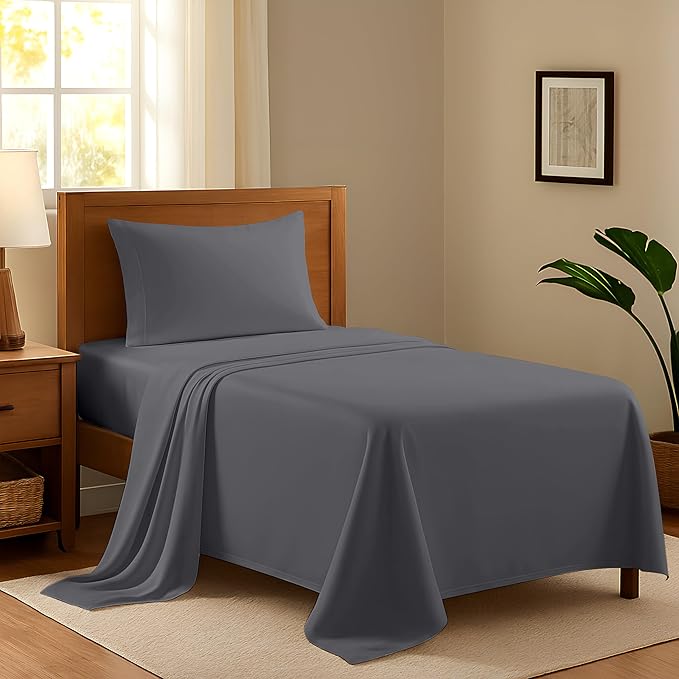 100% Egyptian Cotton Twin Bed Sheets Set by AshtonSheets