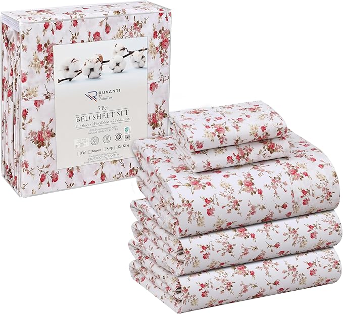 RUVANTI 100% Cotton Sheets – Split King Size Percale Bedding, Cooling & - Image 8