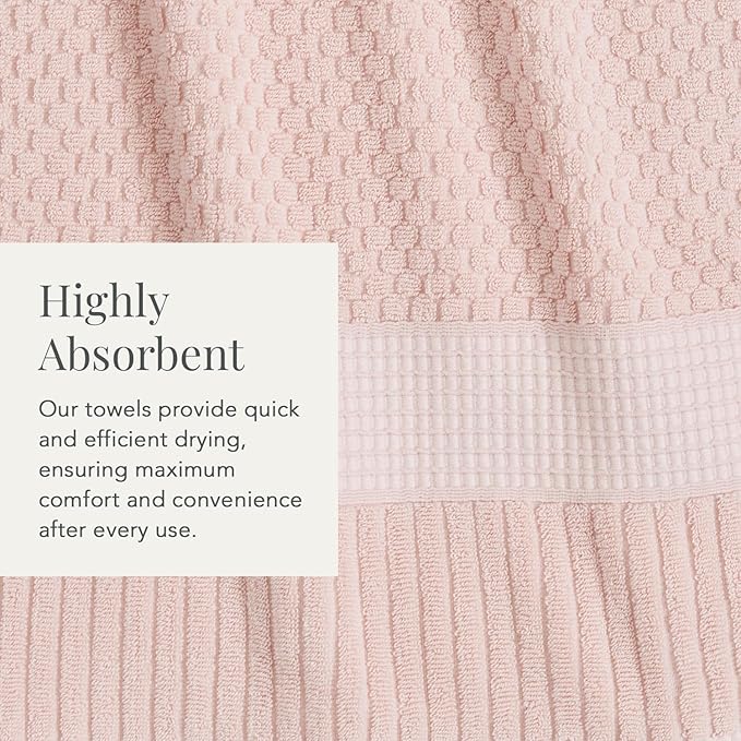 NY Loft 100% Cotton 6 Piece Bath Towel Set | Pink Towels | Soft & Absorbent - Image 8
