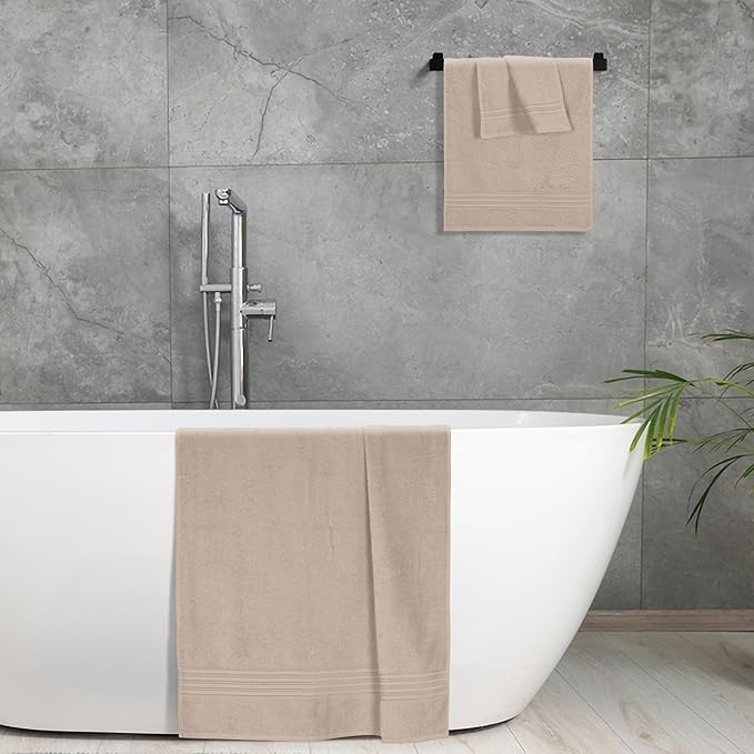 BOUTIQUO Ultra Soft 3 Pack Cotton Towel Set, Contains a Bath Towels 28x55 inch - Image 5