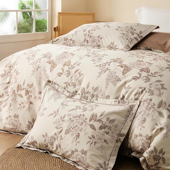 Duvet Cover Set Twin Size Floral Pattern 600 Thread Count Ultra Soft 100% Long - Image 4