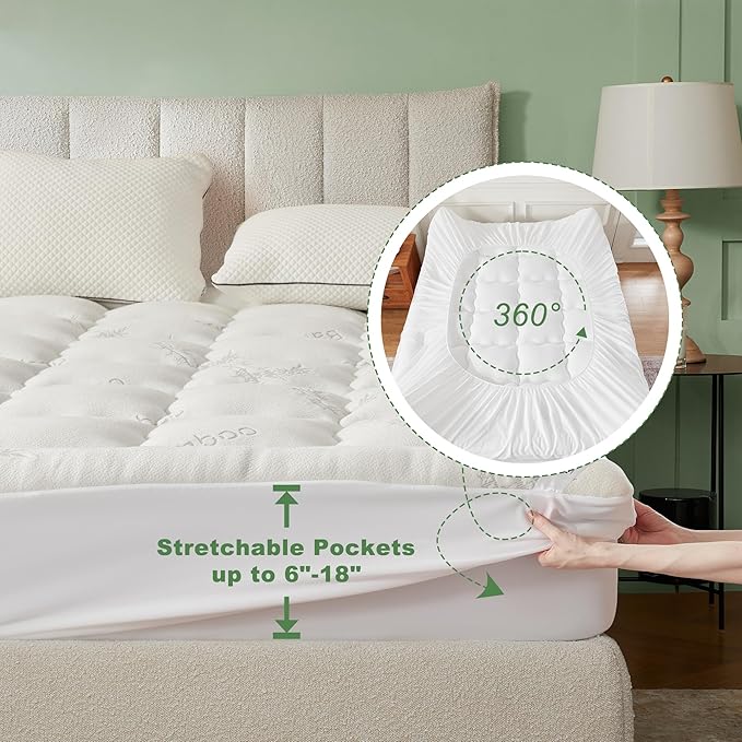 BEDLORE RV Queen Mattress Topper Viscose Derived from Bamboo, Pillow Top - Image 7