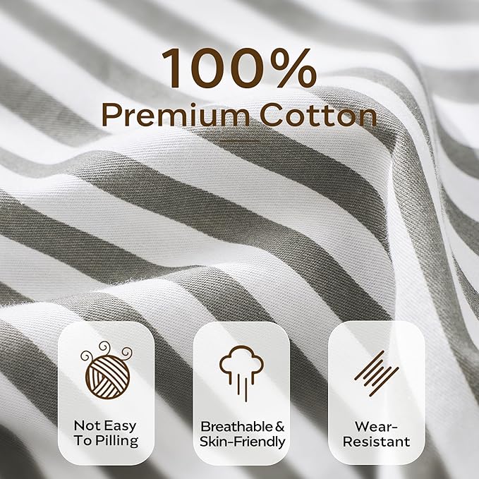 JELLYMONI 100% Natural Cotton 3pcs Striped Duvet Cover Sets - Image 3