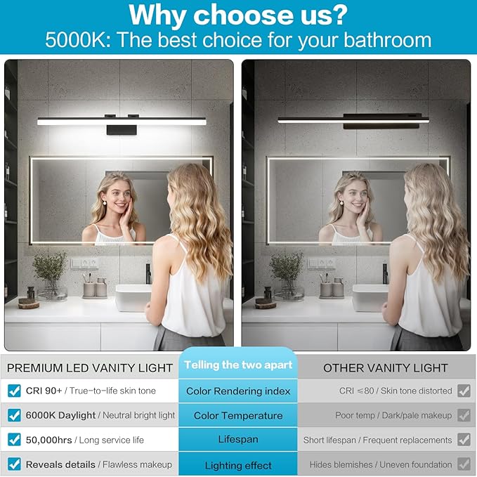 SOLFART 5 Color Temperature Dimmable 47.2 Inch Bathroom Light Fixtures Over - Image 7