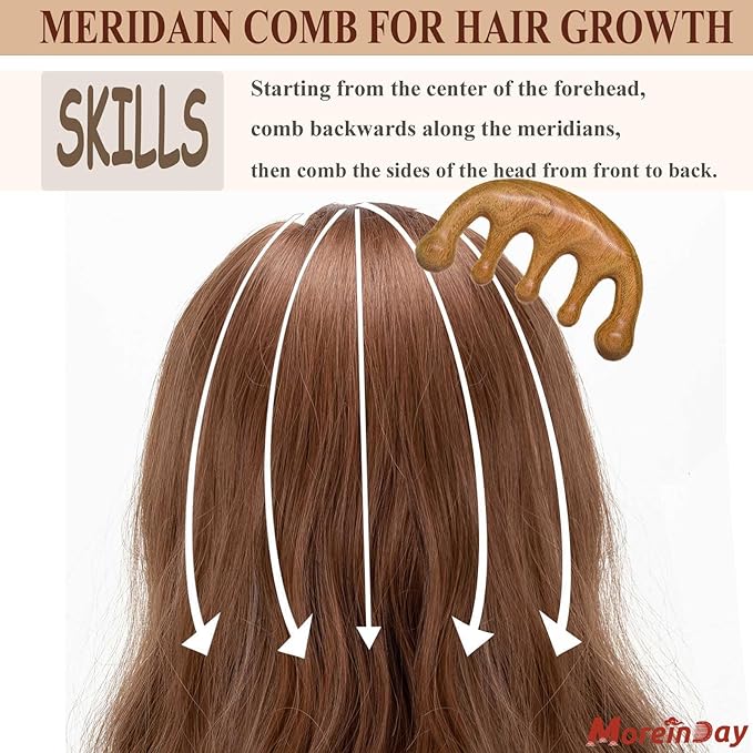 Wooden Massage Comb, Wooden Scalp Massager, Scalp Gua Sha - Image 3