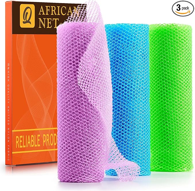 UJFQBH 3 Pieces African Bath Sponge African Net Long Net Bath Sponge by BuyNow