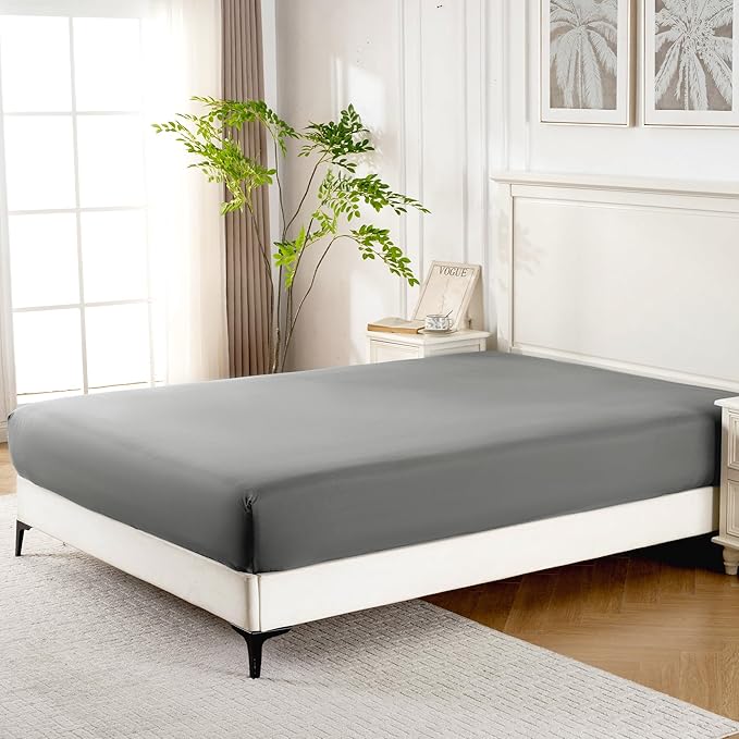 ROSE&RISY Light Grey Full Fitted Sheet, Soft and Breathable - Image 3