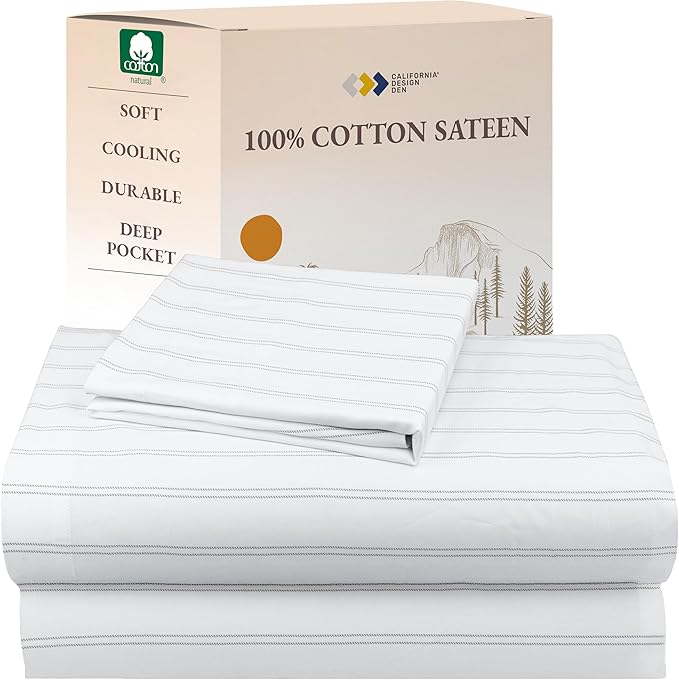 California Design Den Stripe Sheet Set Twin XL, 100% Cotton Twin XL Sheet Set by CaliforniaDesignDen