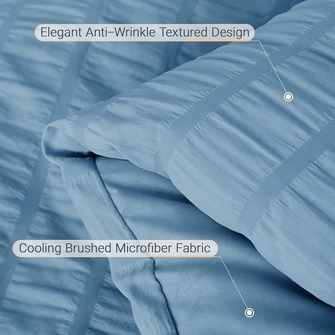 MUXHOMO 5 Pieces Twin XL Comforter Set, Seersucker Bed in a Bag Twin XL Size - Image 5