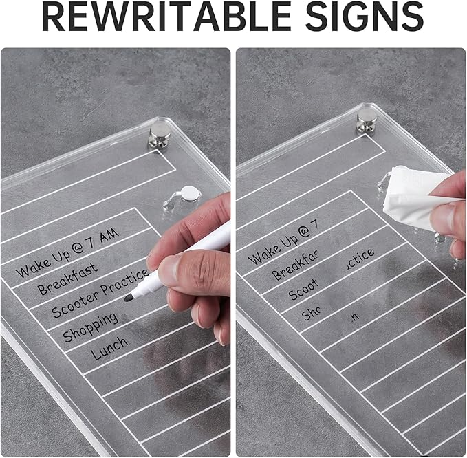 NiHome Acrylic Magnetic to Do List Planning Board with Sliders & Desktop Stand, Chore Chart for Kids & Adults, Checklist Routine Chart Task Board for Fridge & Desk, for Magnetic Metal Surfaces Only