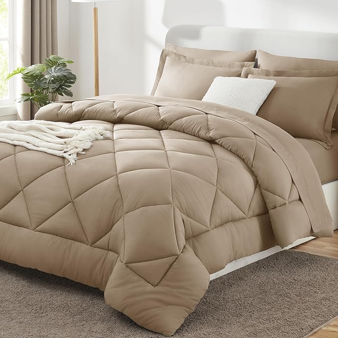 CozyLux King Size Comforter Set Taupe by CozyLux