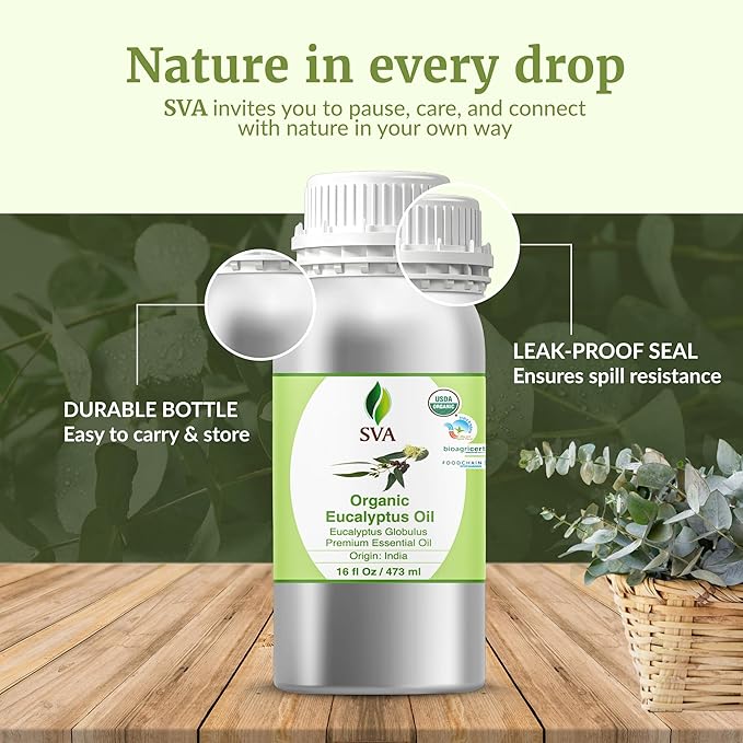 SVA Eucalyptus Essential Oil Organic – 16 Fl Oz – 100% Natural Organic - Image 7