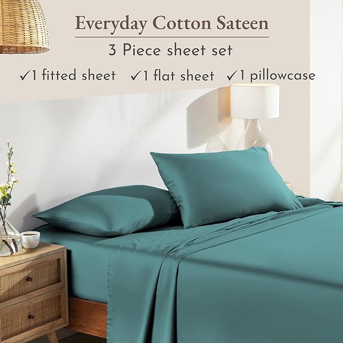 California Design Den Natural 100% Cotton Bed Sheets Twin Size Set - Image 4