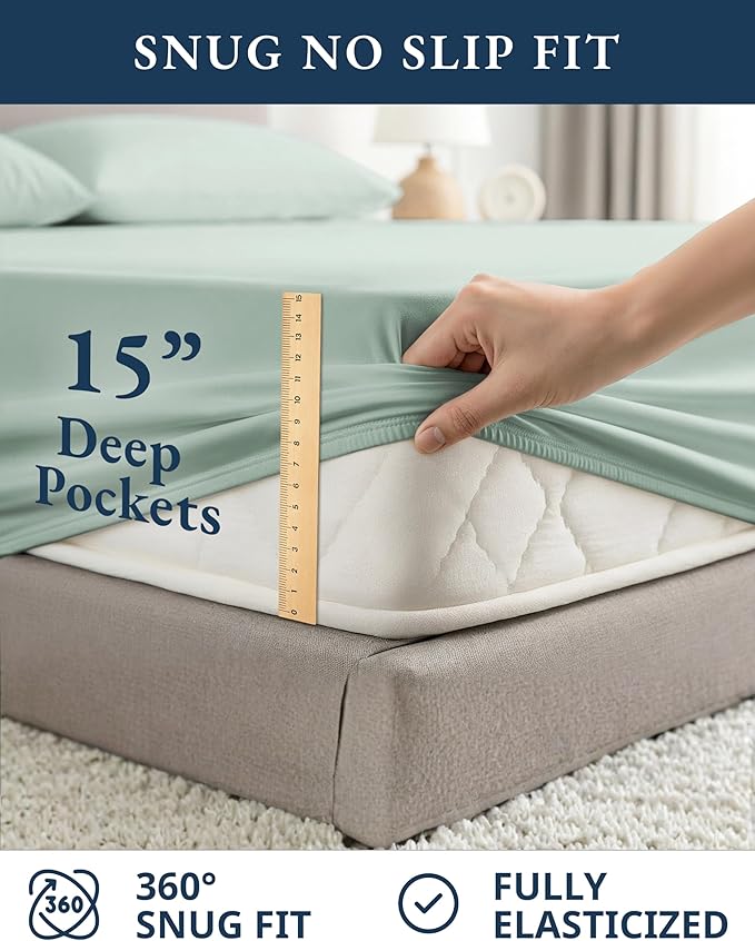 LANE LINEN 100% Organic Cotton California King Sheets Set, Soft & Comf Low Pill - Image 7