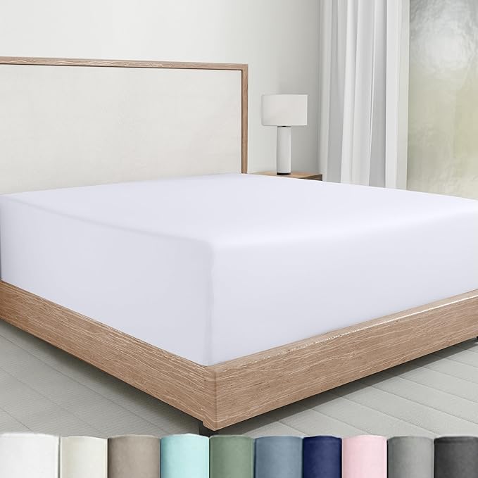 California Design Den Fitted Sheet Full Only, Soft 100% Cotton Sateen, Deep by CaliforniaDesignDen