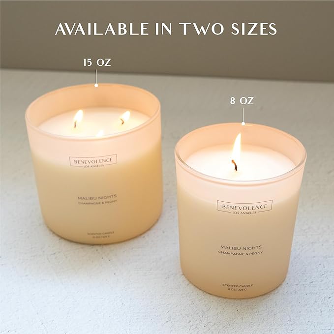 Champagne & Peony – Benevolence LA Large 3-Wick Scented Candle - Image 6