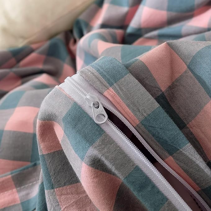 mixinni Plaid Duvet Cover Set Queen Purple - Image 8