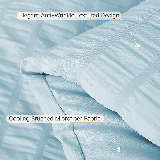 MUXHOMO 7 Pieces Full Comforter Set, Seersucker Bed in a Bag Full Size - Image 6