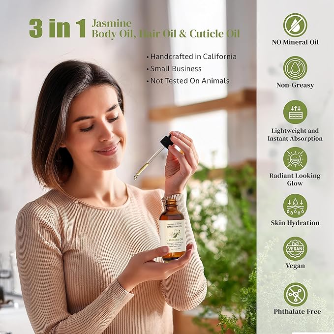 Jasmine Body, Hair & Nail Oil: Nourishing & Fast-Absorbing, Lightweight Glow - Image 3