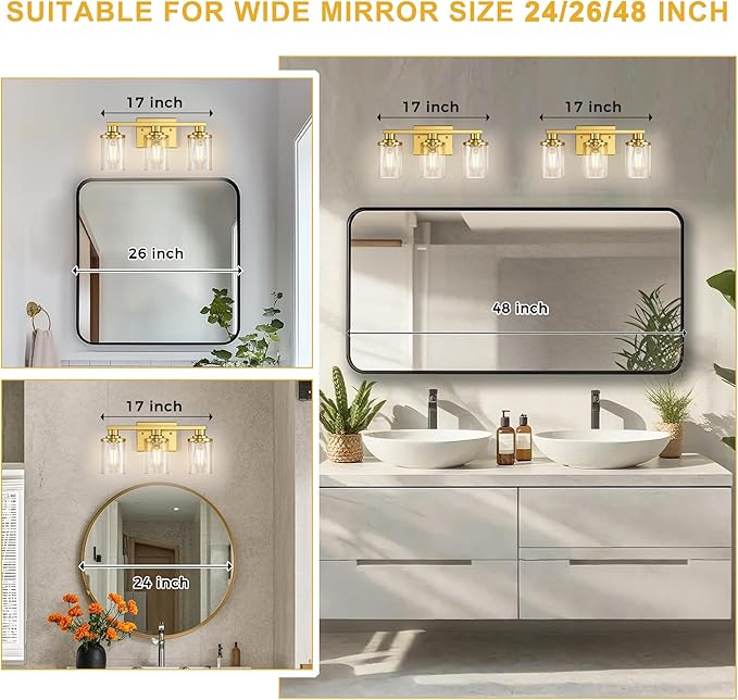 L LOHAS LED 3 Light Bathroom Vanity Light, Vanity Lights - Image 3
