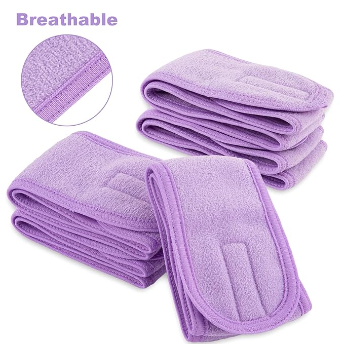 Whaline Spa Facial Headband 4 Packs Head Wrap Terry Cloth Headband Adjustable - Image 4