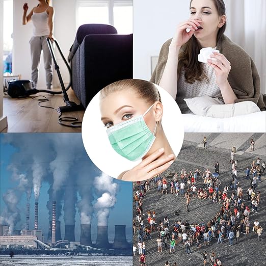 Borje Green Disposable Face Mask 100 Pcs Green Face Masks 3 Ply Protection Masks - Image 6