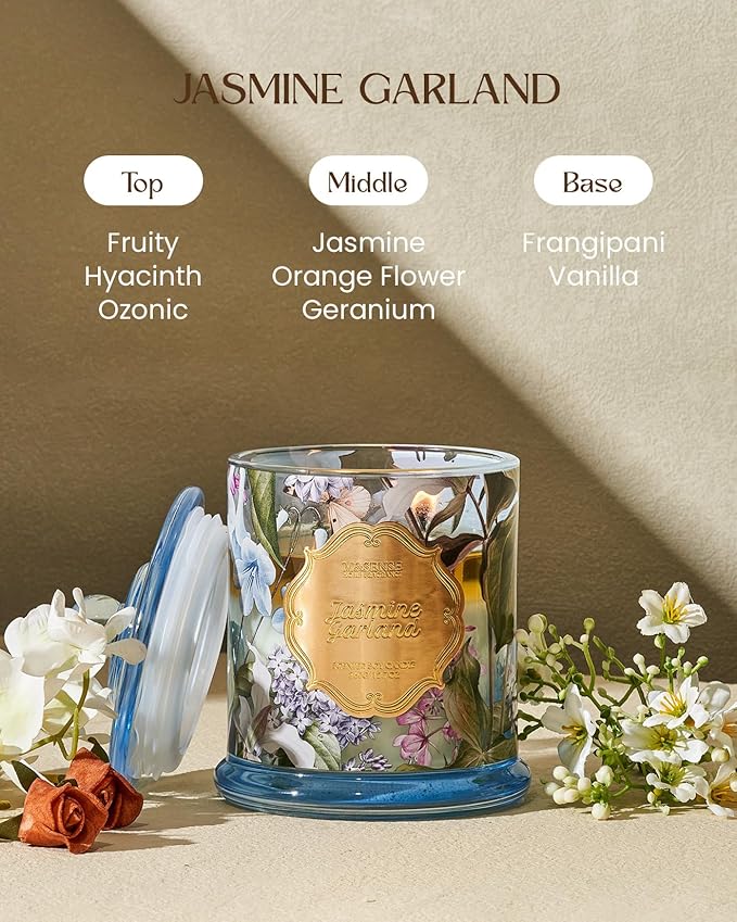 M&SENSE Jasmine Garland Spring Natural Soy Candle, 12.7oz 75H Slow Burning - Image 2