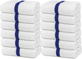 Avalon Towels 100% Cotton Pool Towels White Beach Towels Blue Stripe Pack of 12 by AvalonTowels