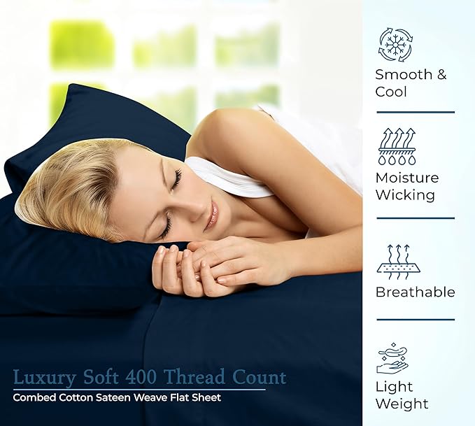 Royale Linen 400 Thread Count 100% American Grown Cotton Flat Sheet - Image 5