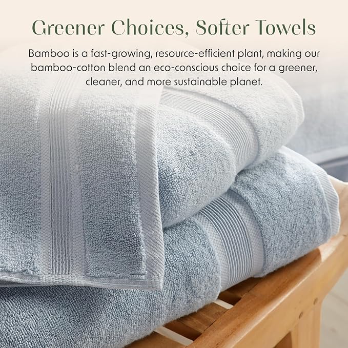Springtree Home Luxury Bamboo Rayon Bath Towel Set of 4 | 35% Bamboo Rayon - Image 7