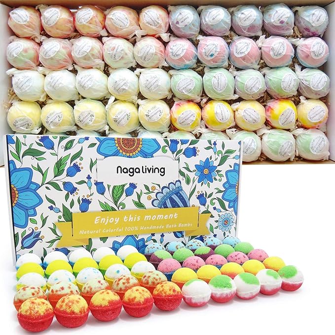 Bath Bombs Gift Set, 50 Handmade Bulk Bath Bombs by nagaliving