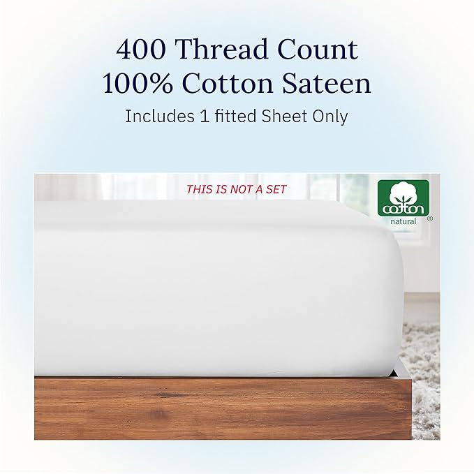 California Design Den King Size Fitted Sheet Antique White, Deep Pocket Soft - Image 4