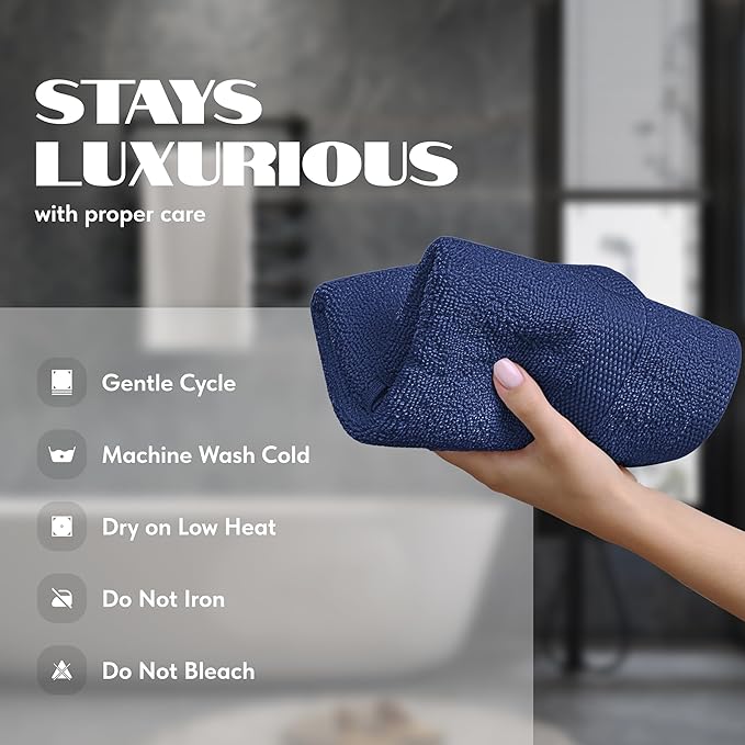 White Classic Navy Hand Towels for Bathroom Cotton Hand Towel Bulk for Gym - Image 6