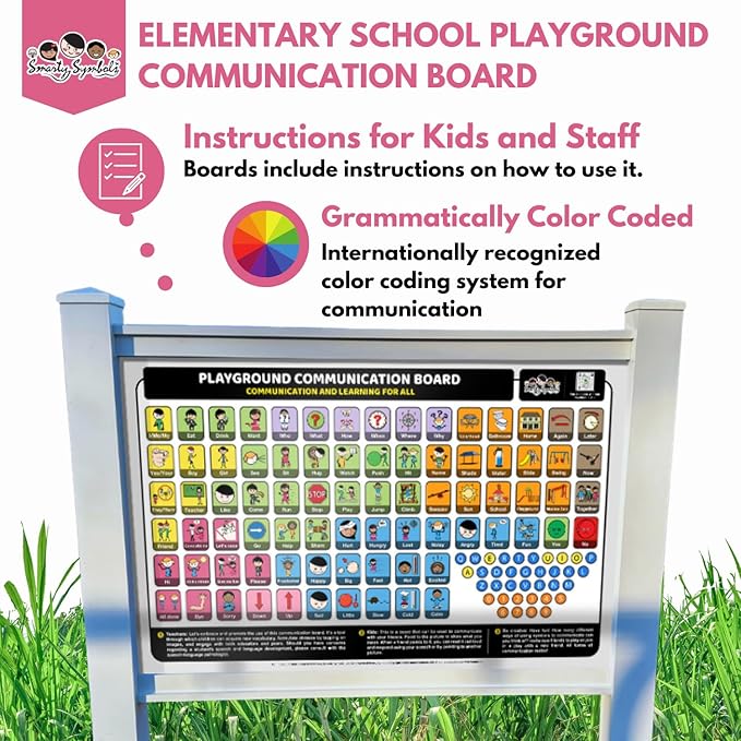 Weather-Proof Aluminum School Playground Communication Board for Autism - Outdoor Inclusive Communication Aid, Lightweight & Durable for Autism & Inclusive Play