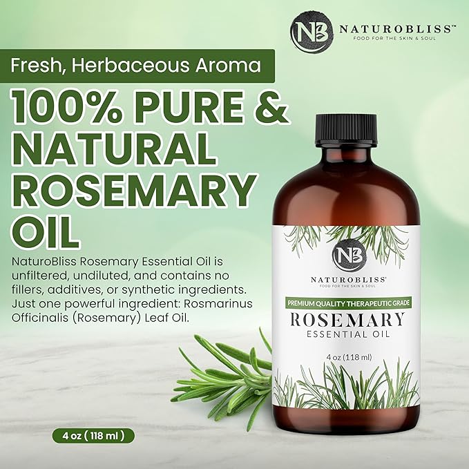 NaturoBliss 100% Pure Rosemary Essential Oil Therapeutic Grade Premium Quality - Image 2