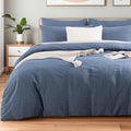 NEXHOME PRO Duvet Cover Full 100% Washed Cotton, Heathered Blue Breathable by NEXHOMEPRO