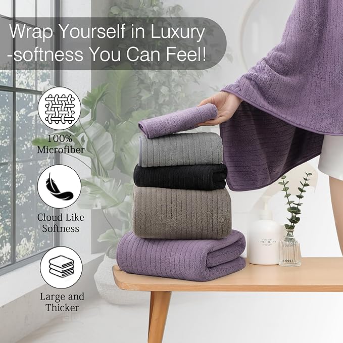Hailea Hand Towels Set 16x31 Inches, Soft Microfibers Bathroom Towel Set 2 Pack - Image 4