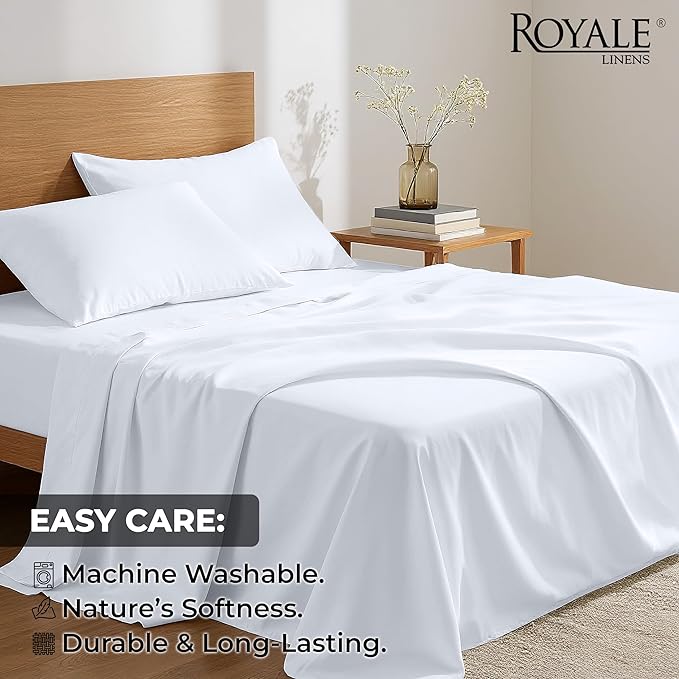 Royale Linen 100% Organic Cotton California King 2 Pack Flat Sheet Only -Super - Image 8