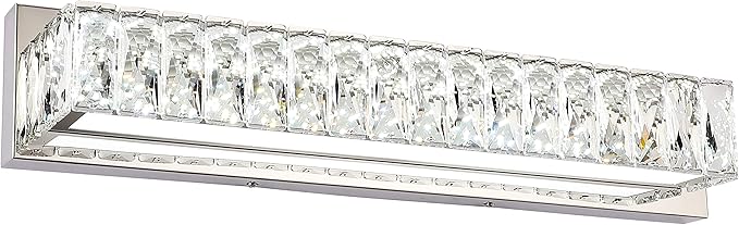 ZUZITO Crystal Bathroom Light Fixtures Over Mirror, 22.8in Modern LED Vanity by HOME