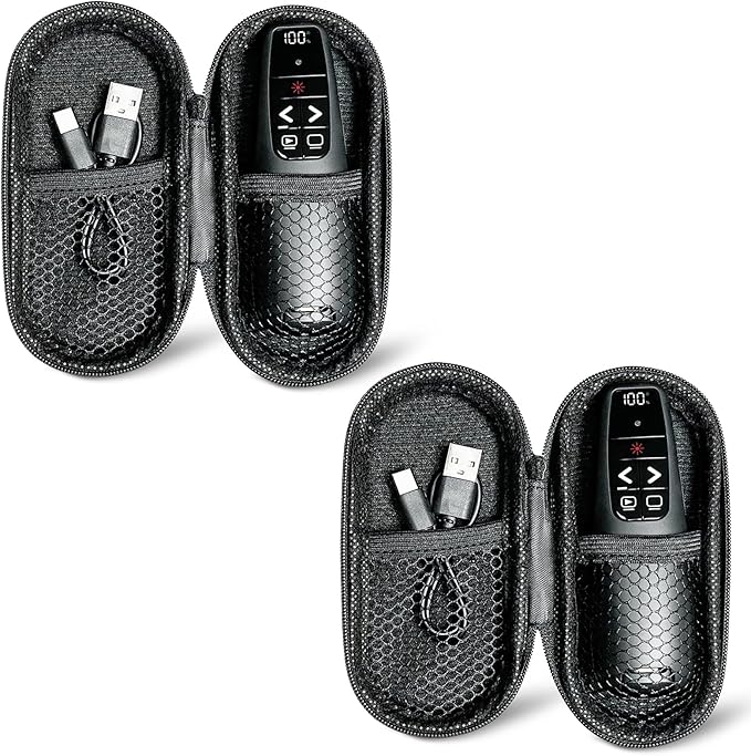 (2 Units) Rechargeable Presentation Clicker with Case, Power Digital Display Wireless Presenter Remote, Red Light Pointer Computer PowerPoint Clickers for Mac Laptop, Slideshow Google Slide Advancer