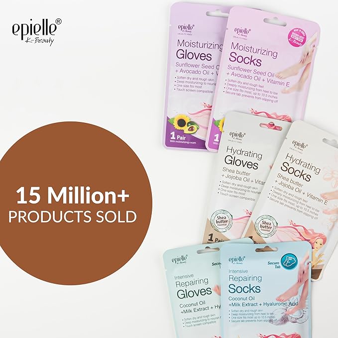 Epielle Hydrating Hand & Foot Masks, Relieve and Soften Dry, Overworked Skin - Image 2