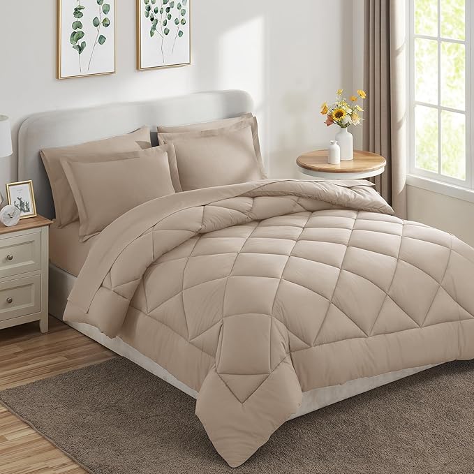 CozyLux Full Size Comforter Sets Wheat - Image 9