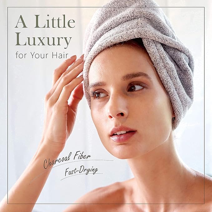 myHomeBody Hair Towel Wrap, Luxury Quick Drying Turban, Ultra Soft Absorbent - Image 2