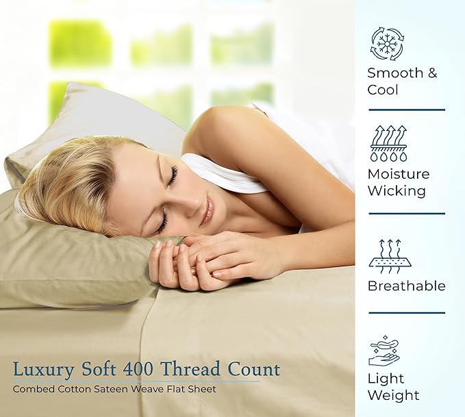 400 Thread Count 100% American Grown Cotton Flat Sheet - Image 5