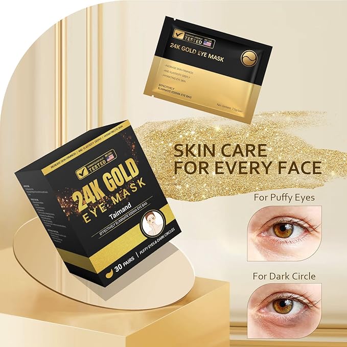 Taimand Under Eye Patches, 24K Gold Under Eye Mask - Image 4