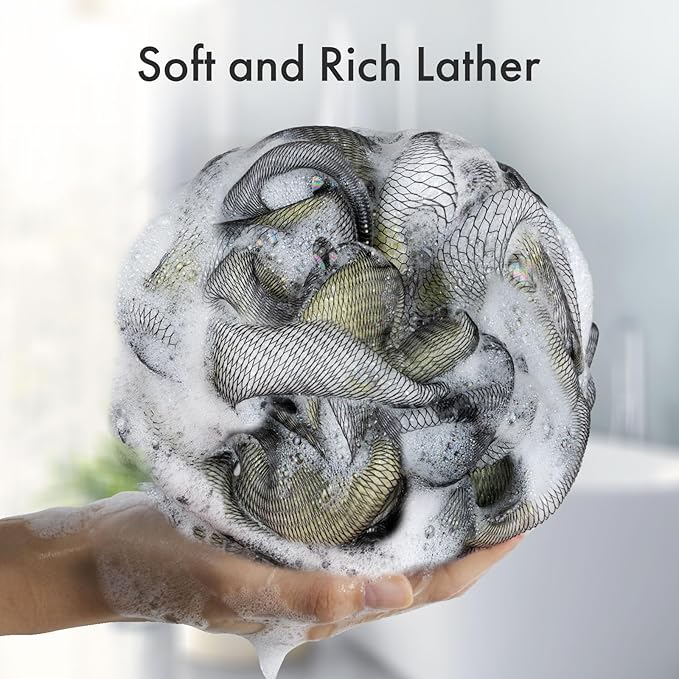 AmazerBath Charcoal Loofah Sponge, Large Shower Loofah 75g/PCS - Image 3