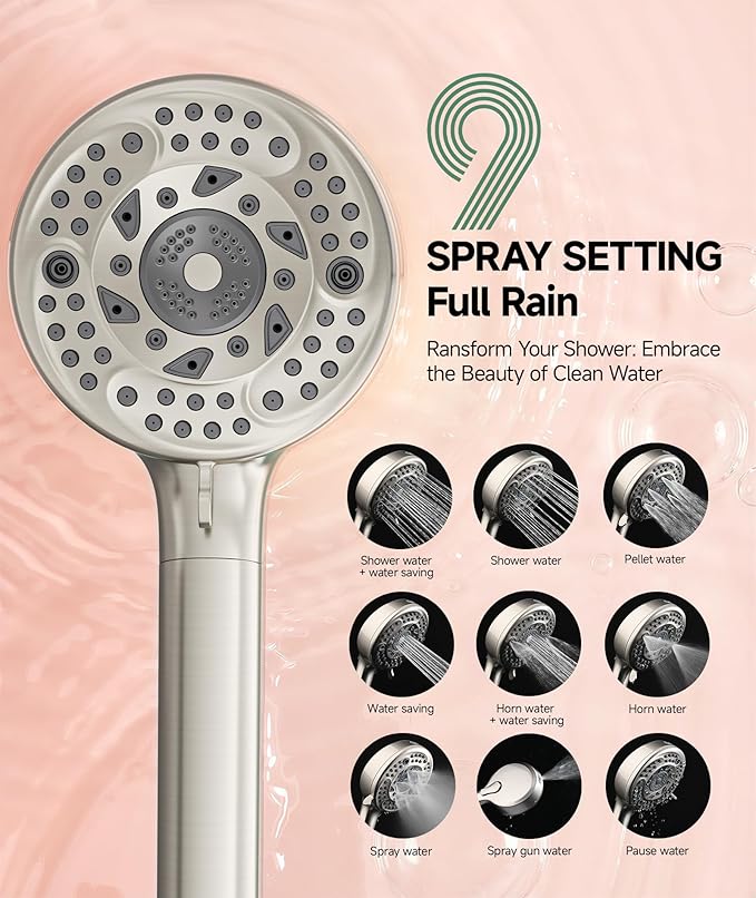 Filtered Shower Head with Handheld, 9-Spray Mode High Pressure Detachable - Image 4